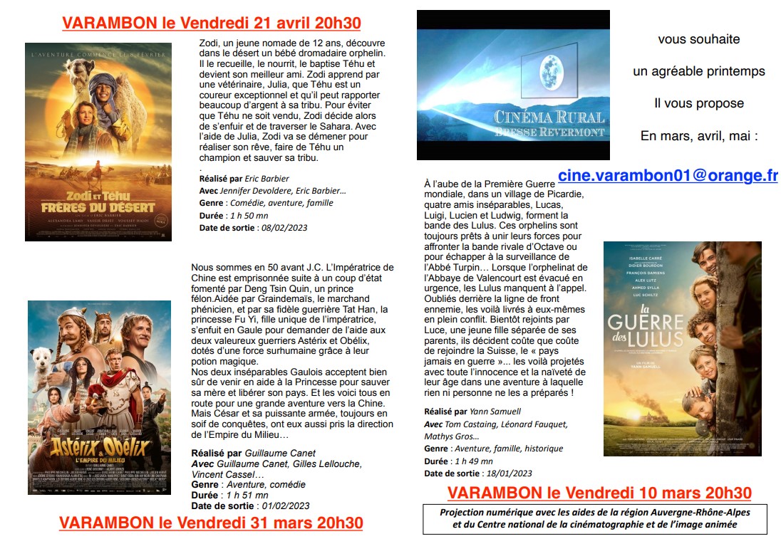 Ciné progr mars avril mai