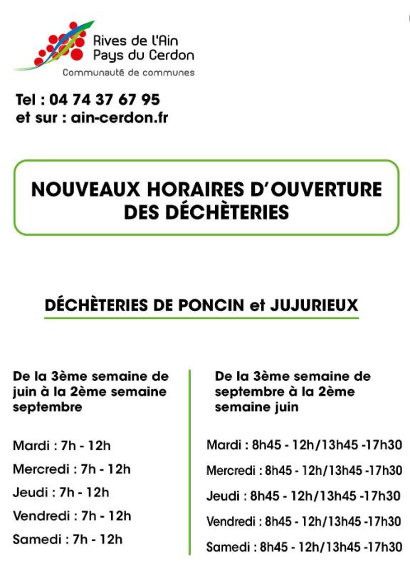 Nouveaux horaires déchetterie