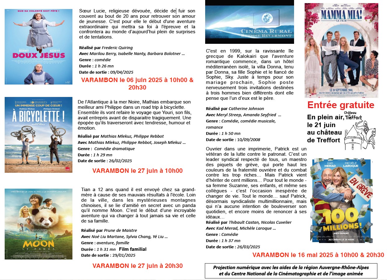 Programme cinéma mai juin juillet 2025