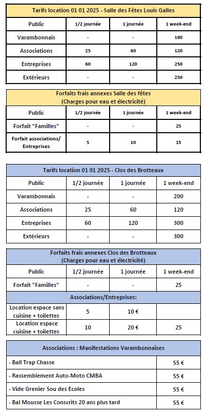Tarifs