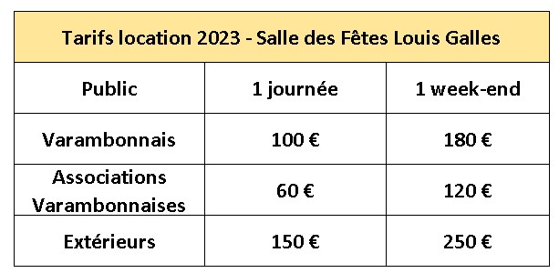 Tarifs SDF