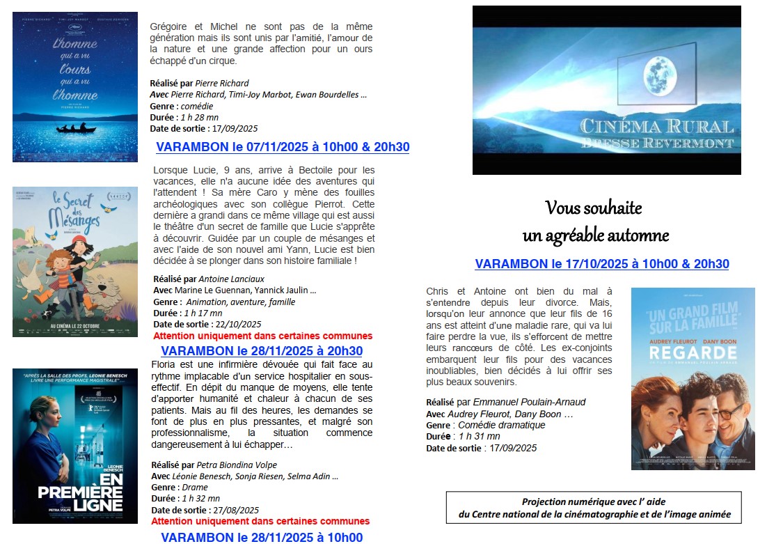 Programme ciné automne 2025